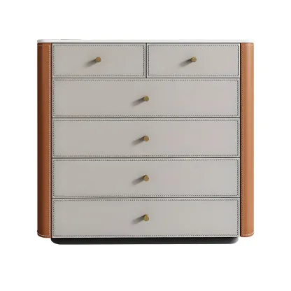 Classic Grey Stone Dresser with 6-Drawers for Bedroom Image - 5