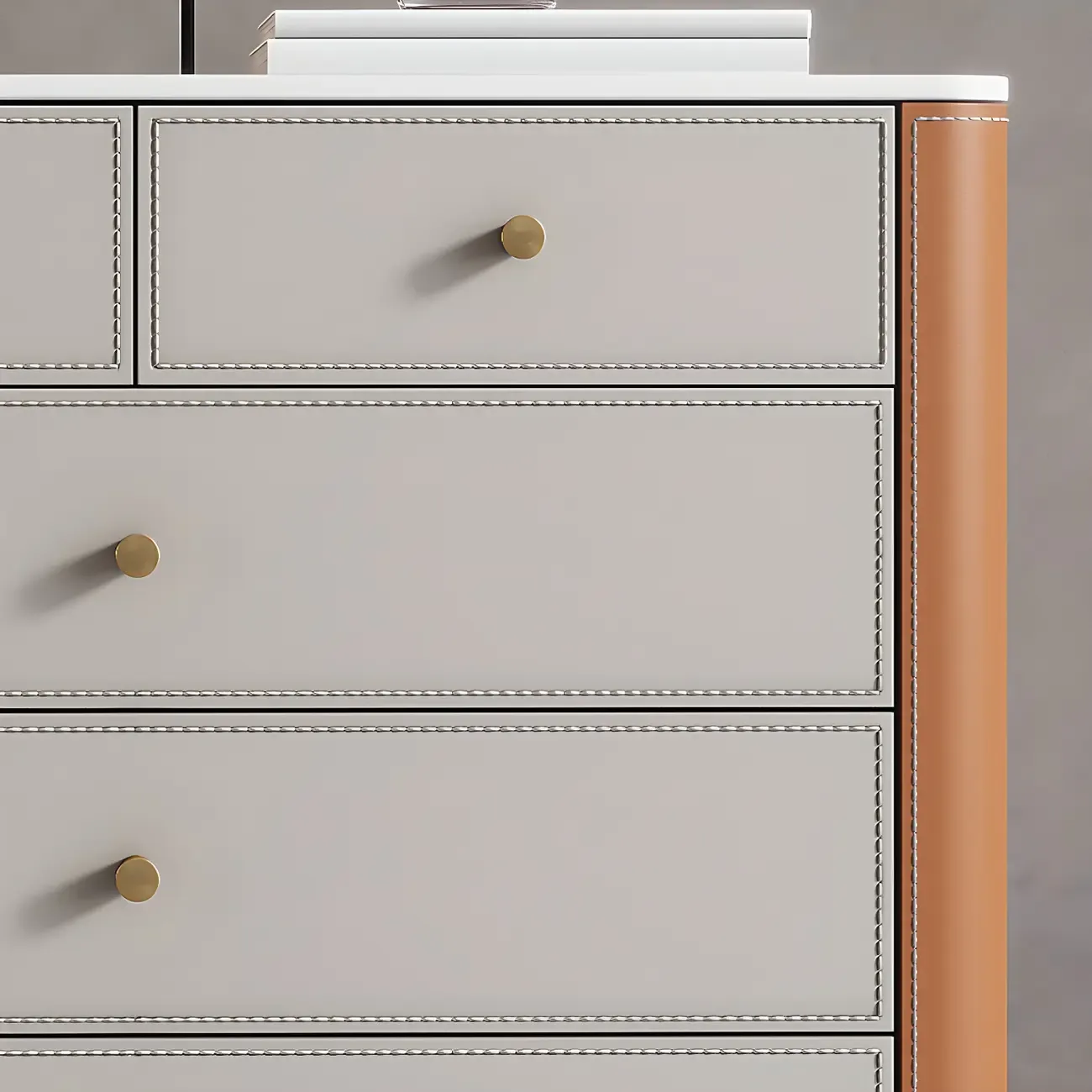 Classic Grey Stone Dresser with 6-Drawers for Bedroom Image - 6