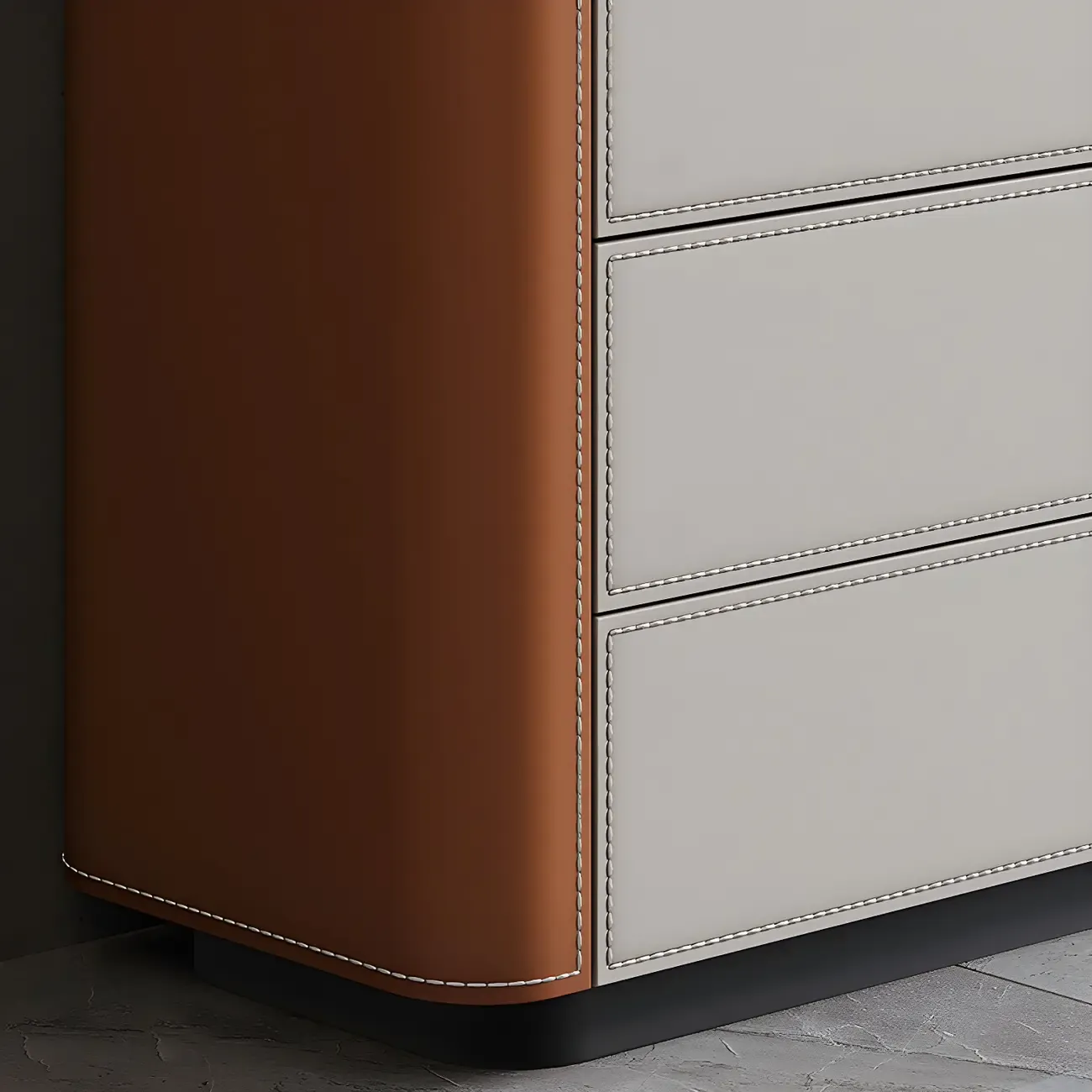 Classic Grey Stone Dresser with 6-Drawers for Bedroom Image - 9