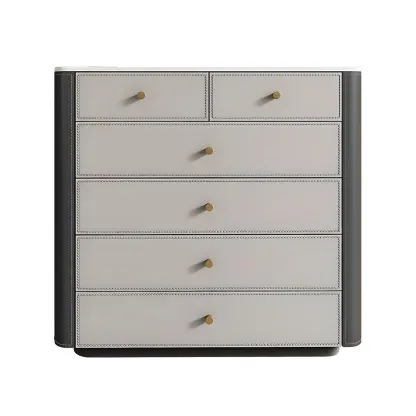 Classic Grey Stone Dresser with 6-Drawers for Bedroom Image - 10