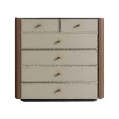 Classic Grey Stone Dresser with 6-Drawers for Bedroom Image - 11