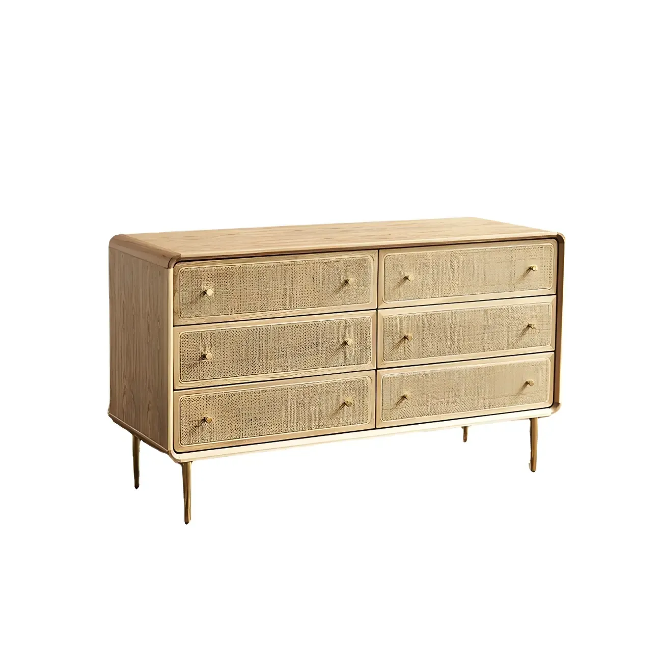 Traditional Natural Wooden Dresser with Drawers for Bedroom Use Image - 4