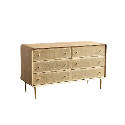 Traditional Natural Wooden Dresser with Drawers for Bedroom Use Image - 4