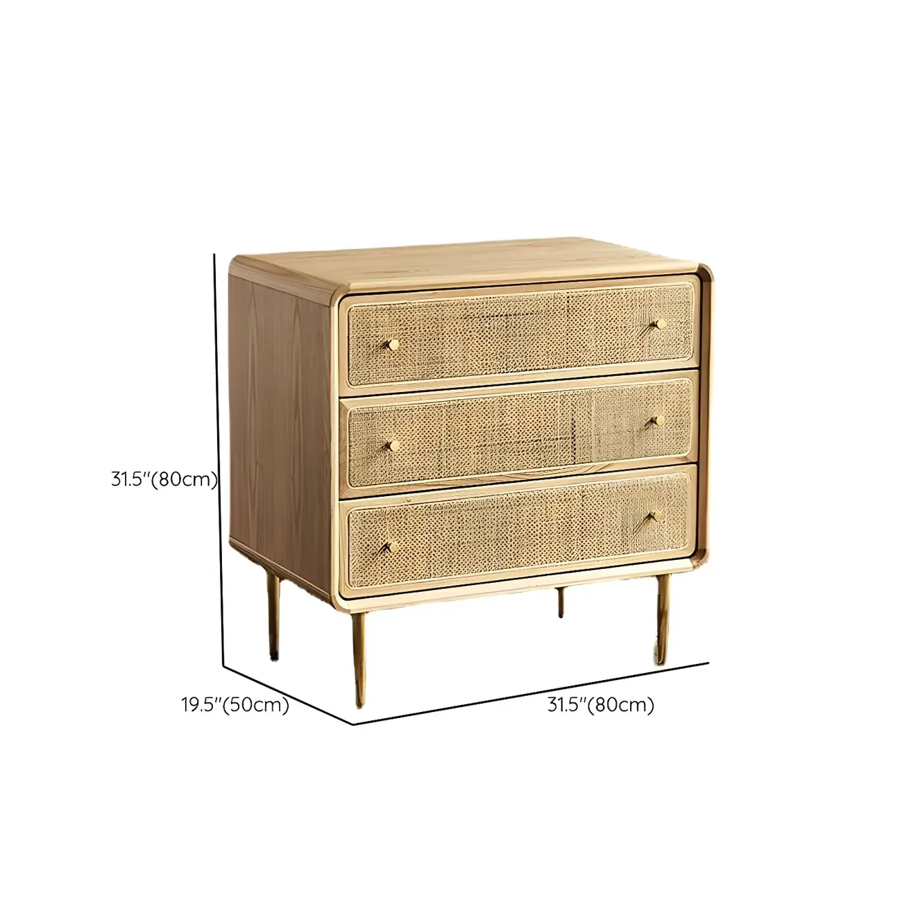 Traditional Natural Wooden Dresser with Drawers for Bedroom Use #size