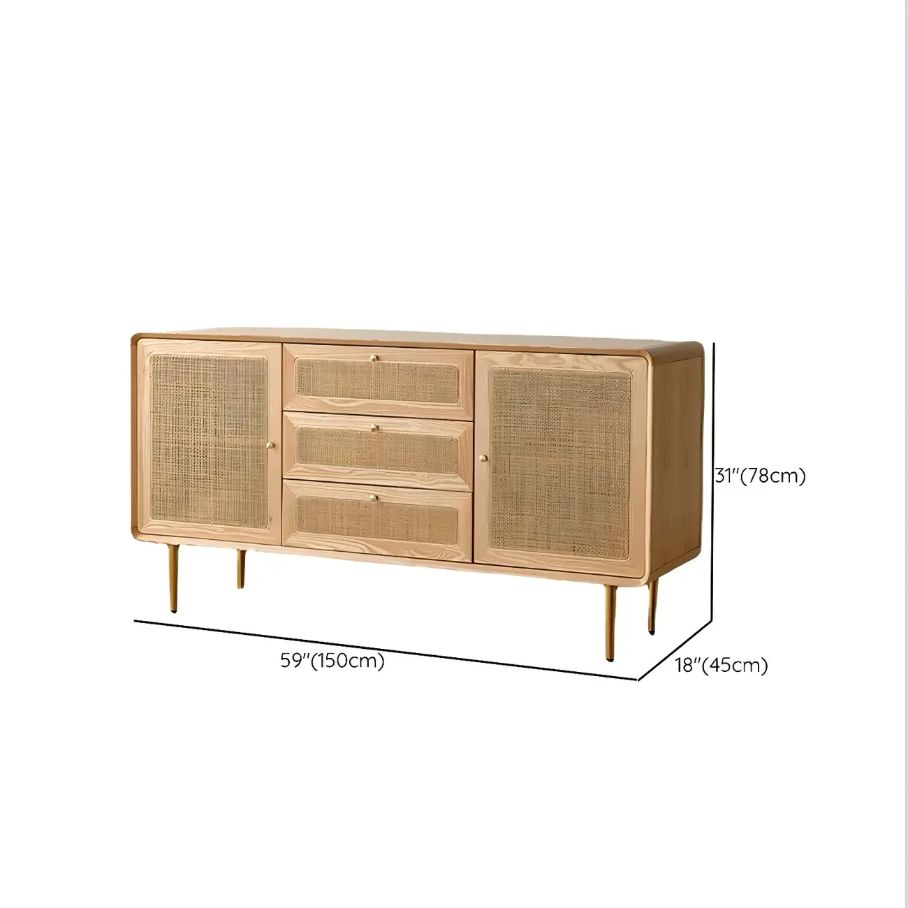 Traditional Natural Wooden Dresser with Drawers for Bedroom Use Image - 12