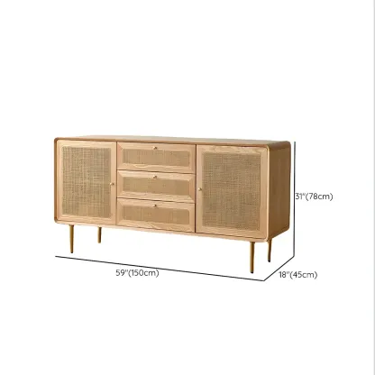 Traditional Natural Wooden Dresser with Drawers for Bedroom Use Image - 12