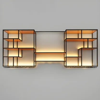 Black Metal Wall-Mounted Wine Rack with Stemware Holder Image - 3