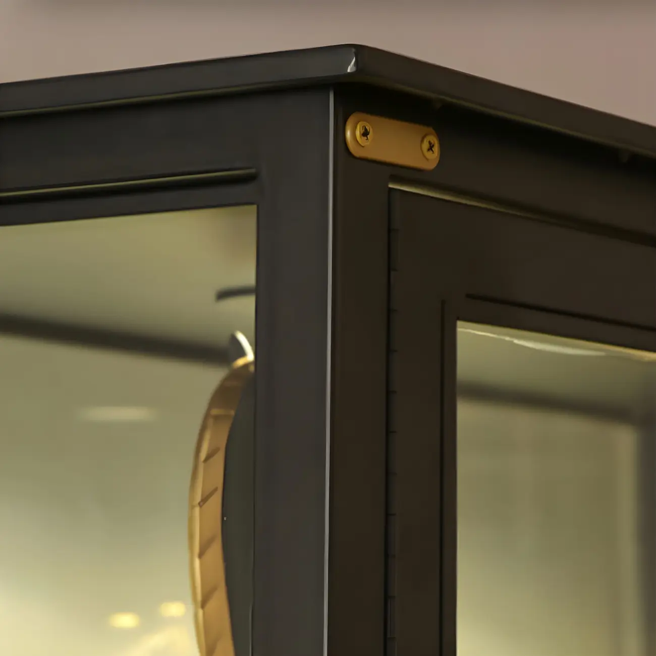 Vintage Metal Glass Display Curio Cabinet with Lighting Image - 9 | homeyfad