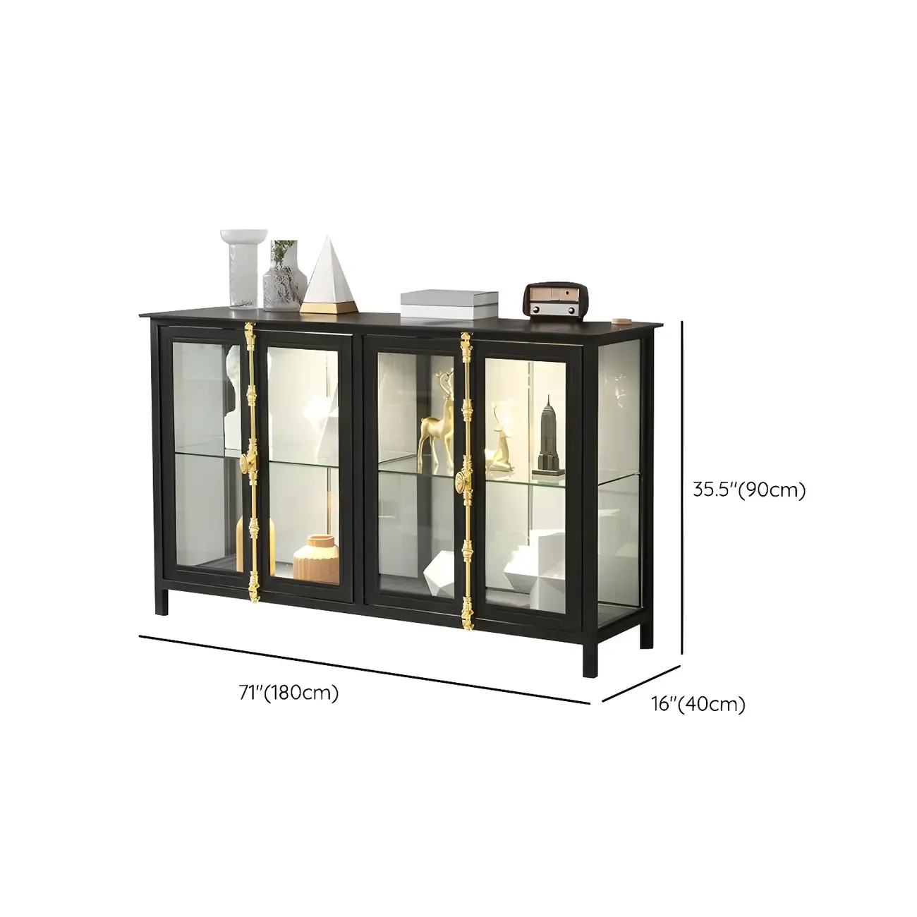 Vintage Metal Glass Display Curio Cabinet with Lighting Image - 20