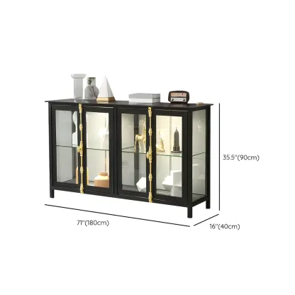 Vintage Metal Glass Display Curio Cabinet with Lighting Image - 20