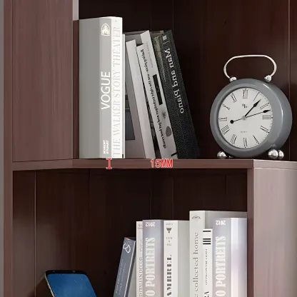 Simple 5-Tier Wood Corner Bookcase in White/Walnut Image - 7