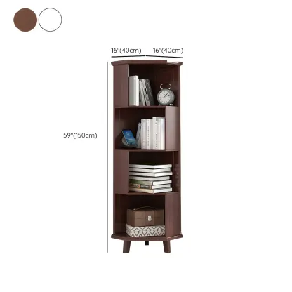 Simple 5-Tier Wood Corner Bookcase in White/Walnut Image - 12