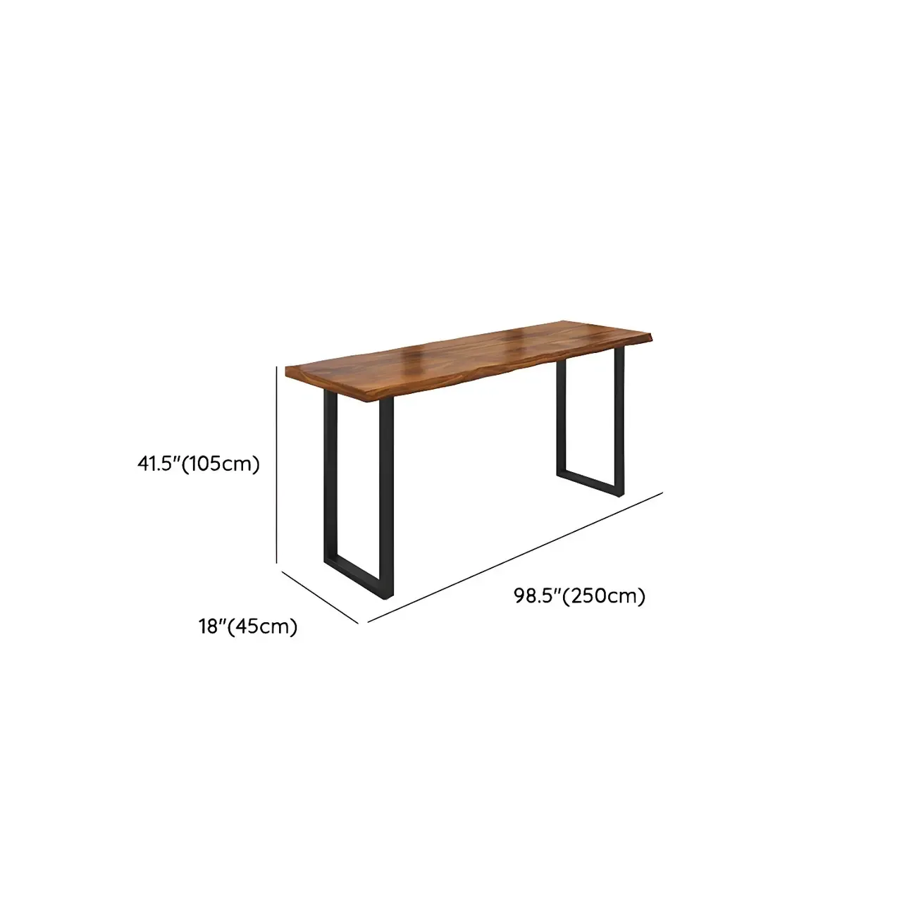 Pine Wood Rectangular Metal Base Bar Table Brown Image - 20