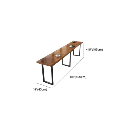 Pine Wood Rectangular Metal Base Bar Table Brown Image - 22