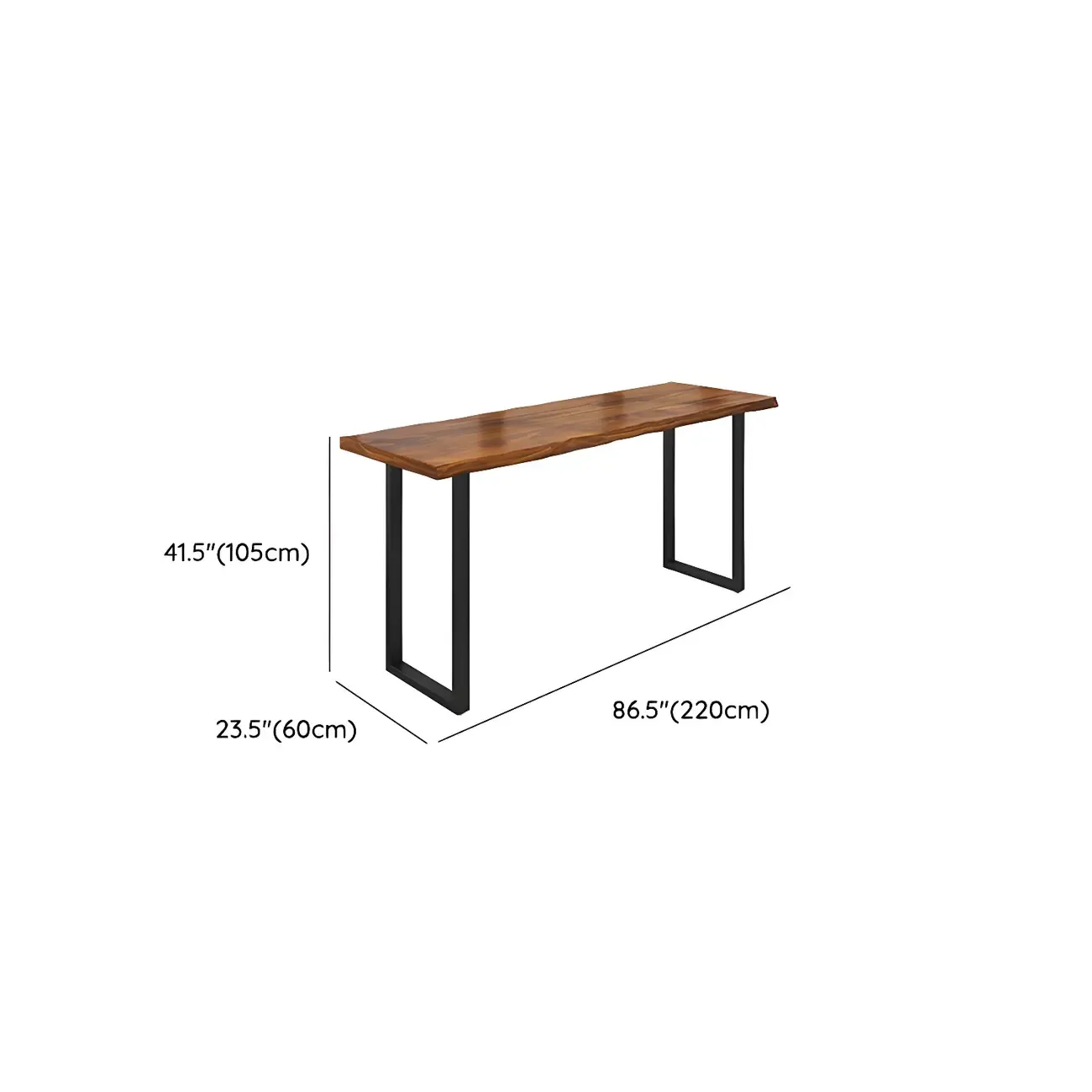 Pine Wood Rectangular Metal Base Bar Table Brown Image - 28