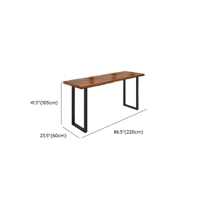 Pine Wood Rectangular Metal Base Bar Table Brown Image - 28