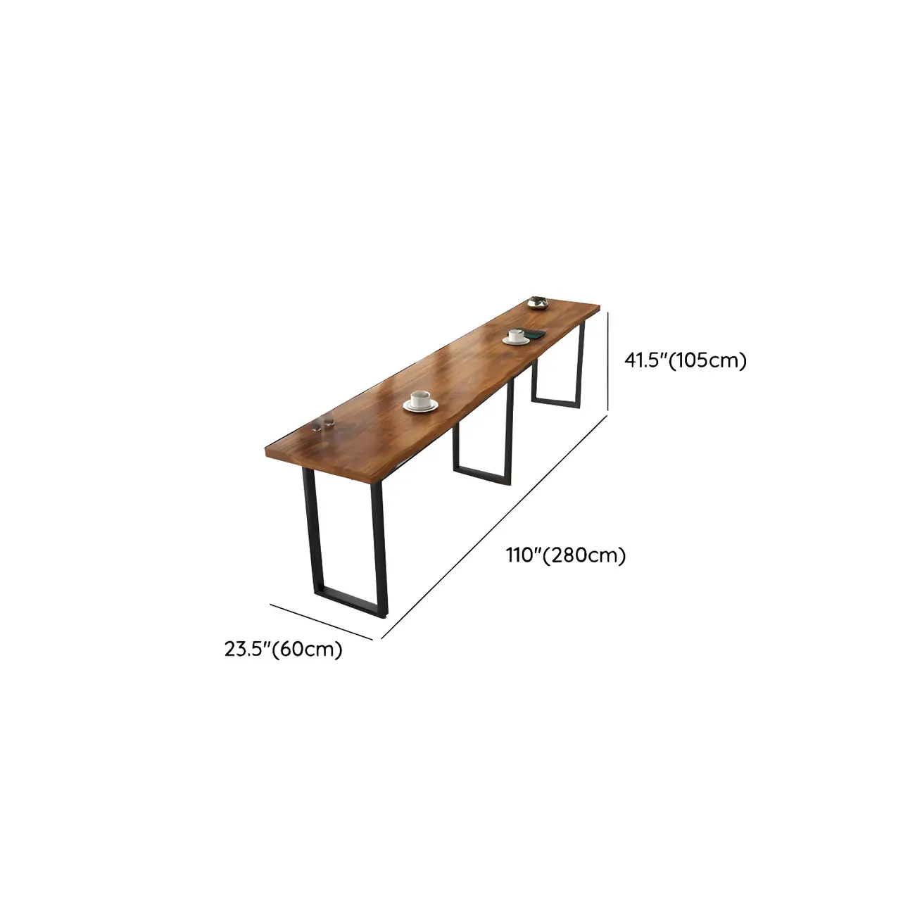 Pine Wood Rectangular Metal Base Bar Table Brown Image - 30 | homeyfad
