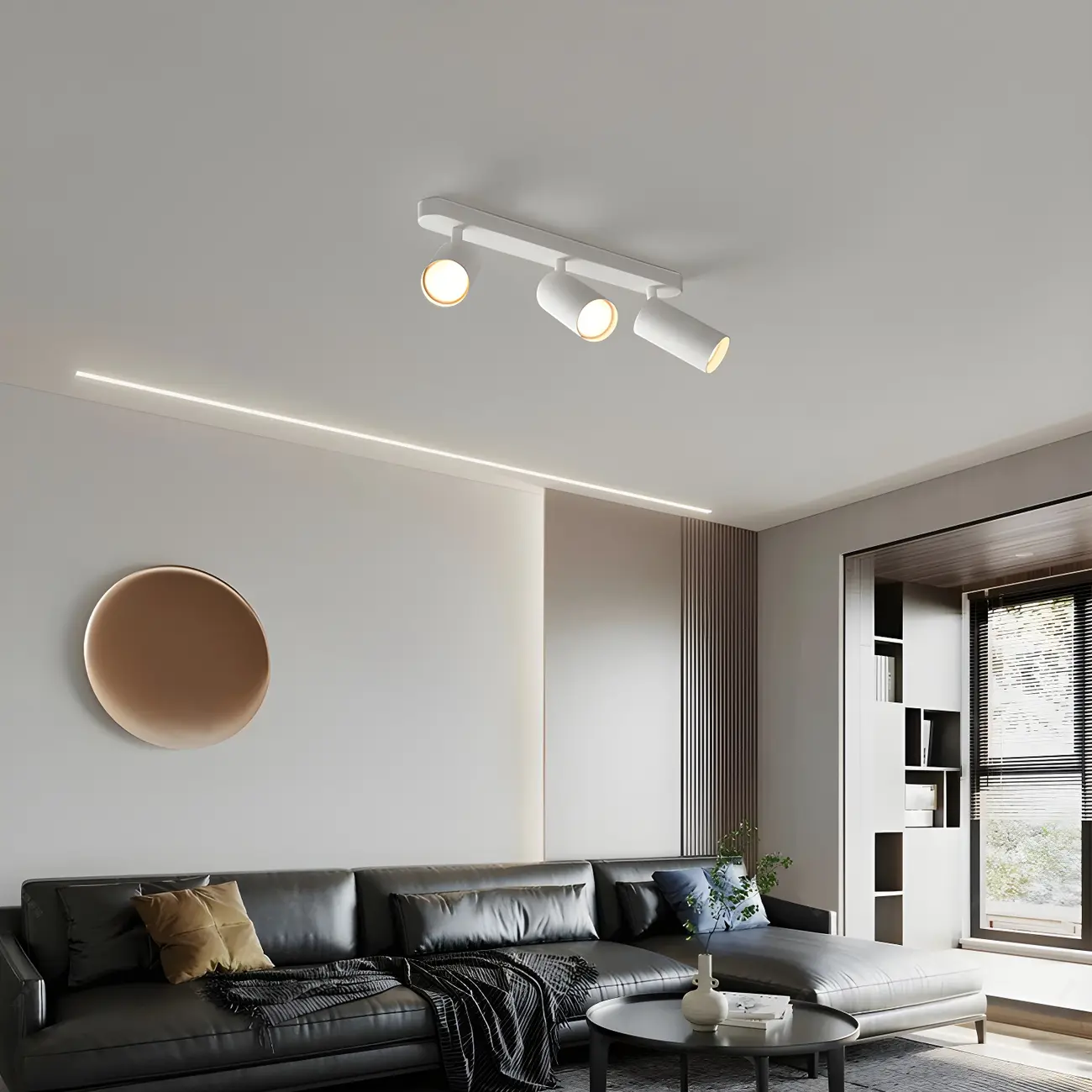 Modern Semi Flush Ceiling Light for Bedroom with Aluminum Shade Image - 1 | homeyfad