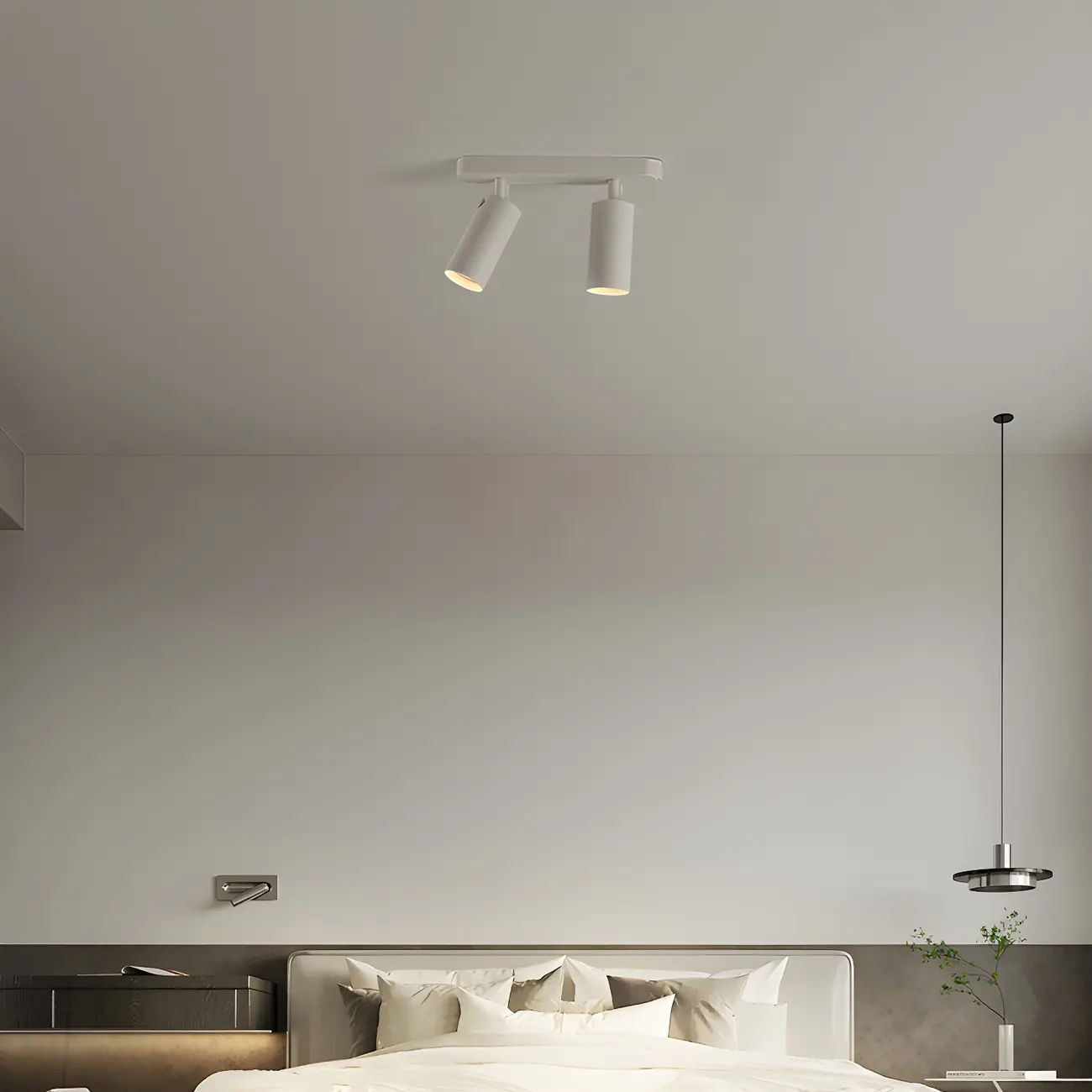 Modern Semi Flush Ceiling Light for Bedroom with Aluminum Shade Image - 4 | homeyfad