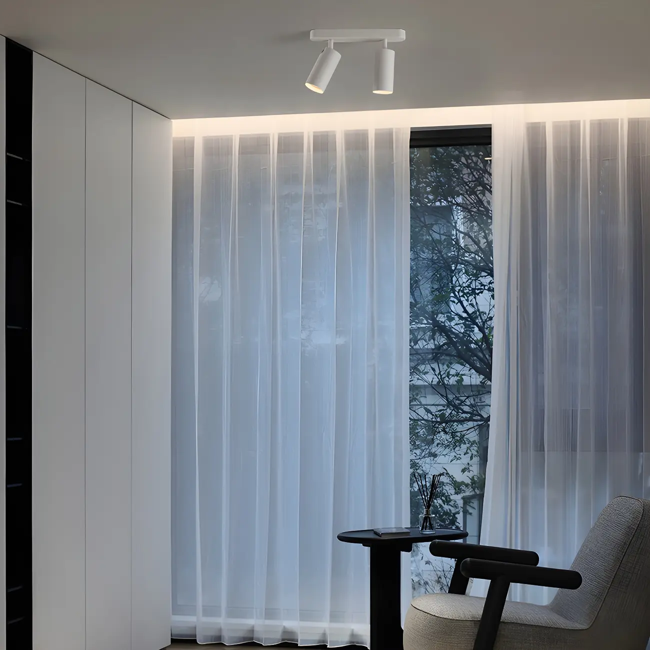 Modern Semi Flush Ceiling Light for Bedroom with Aluminum Shade Image - 5 | homeyfad