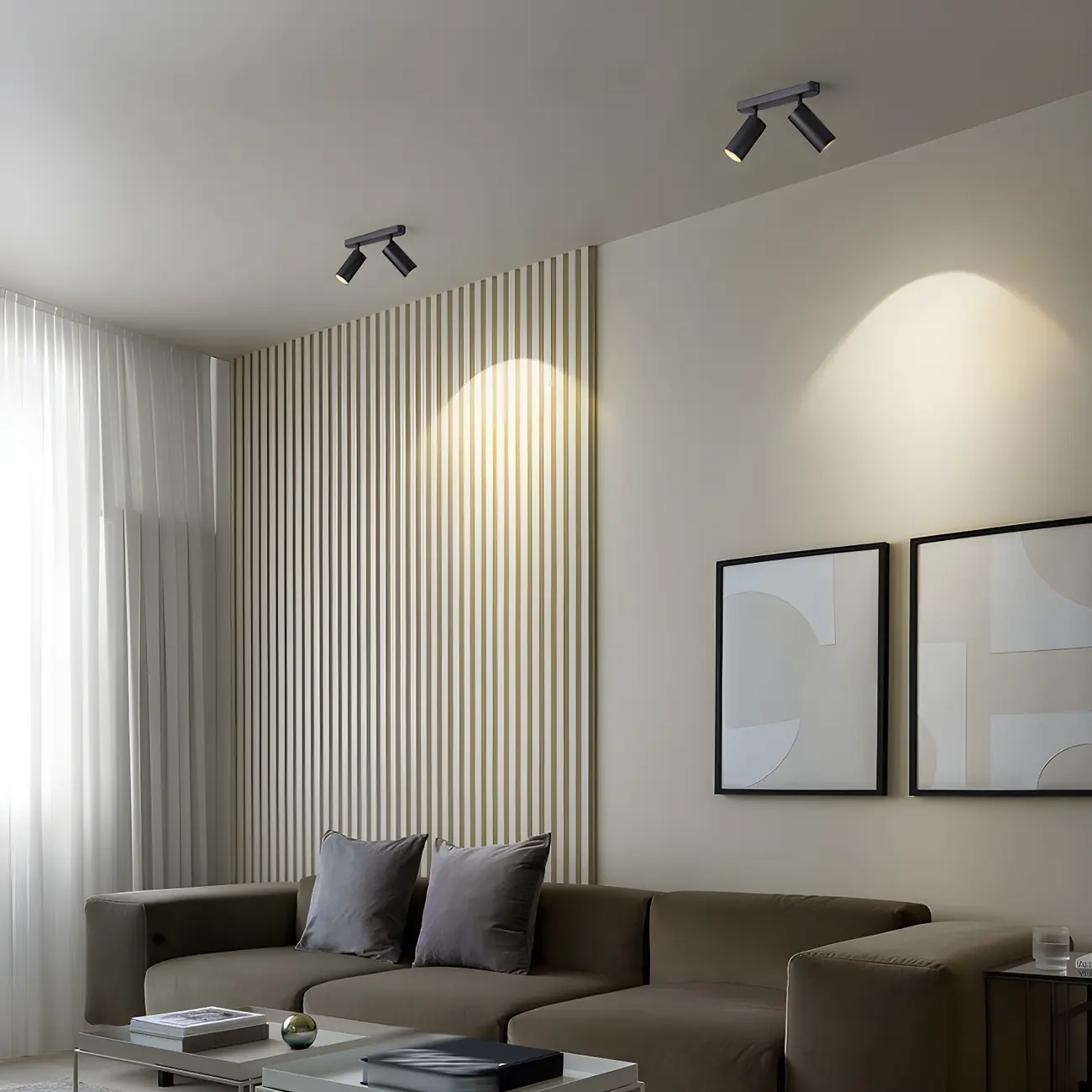 Modern Semi Flush Ceiling Light for Bedroom with Aluminum Shade Image - 2 | homeyfad