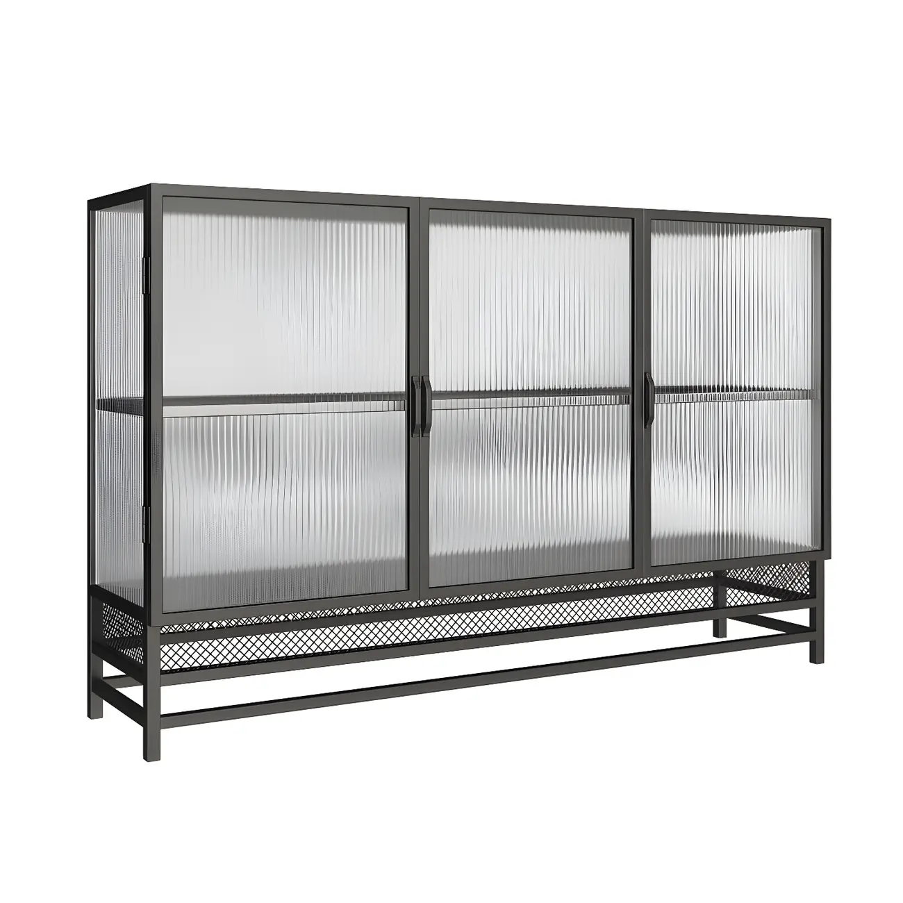 Modern Metal Display Cabinet with Glass Doors for Living Room Image - 5 | homeyfad