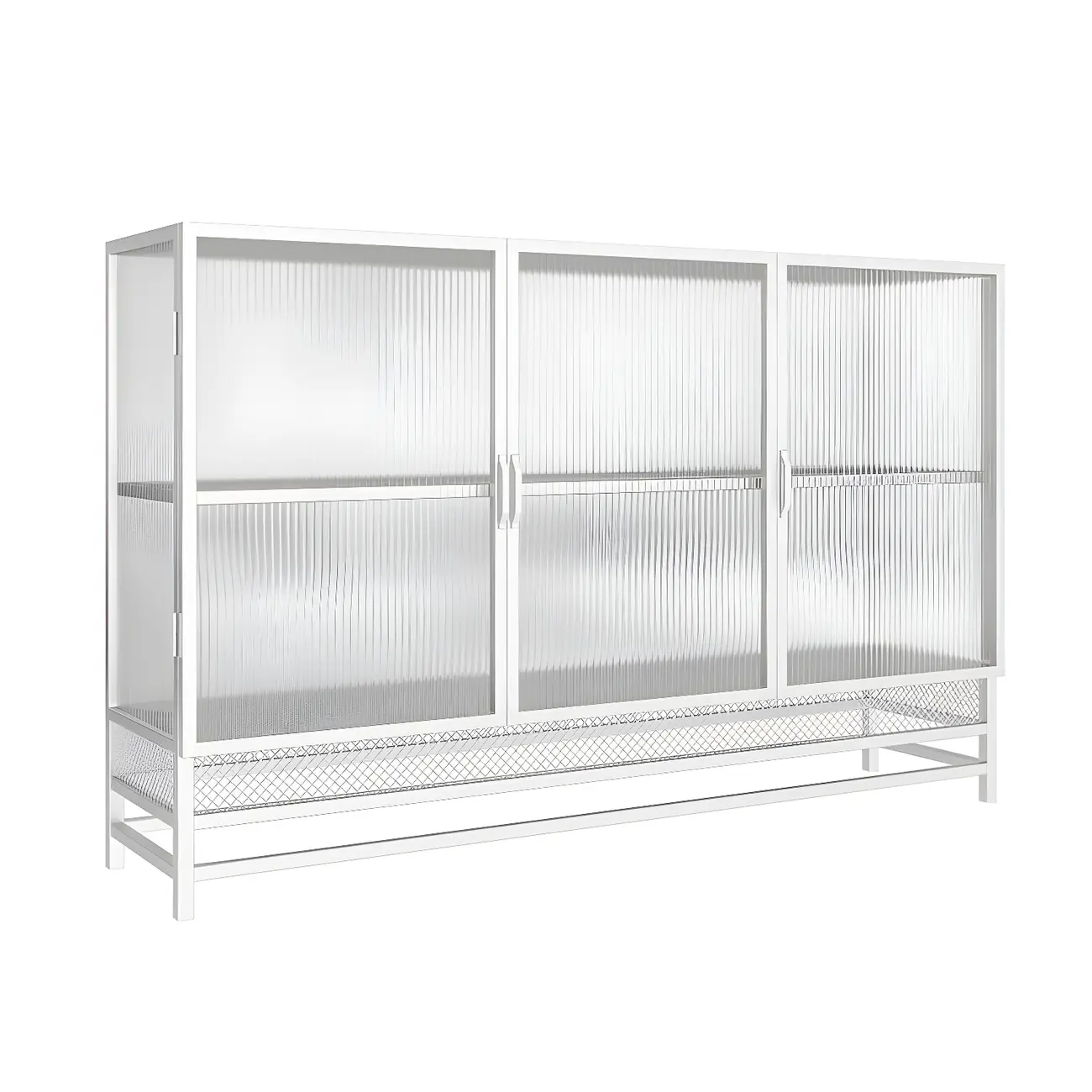Modern Metal Display Cabinet with Glass Doors for Living Room Image - 6 | homeyfad