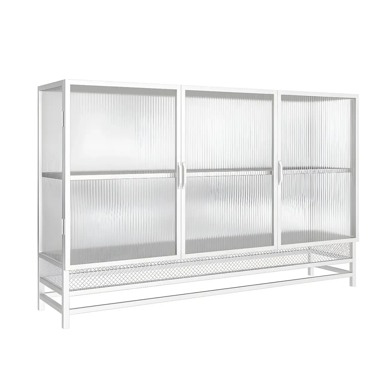 Modern Metal Display Cabinet with Glass Doors for Living Room Image - 6