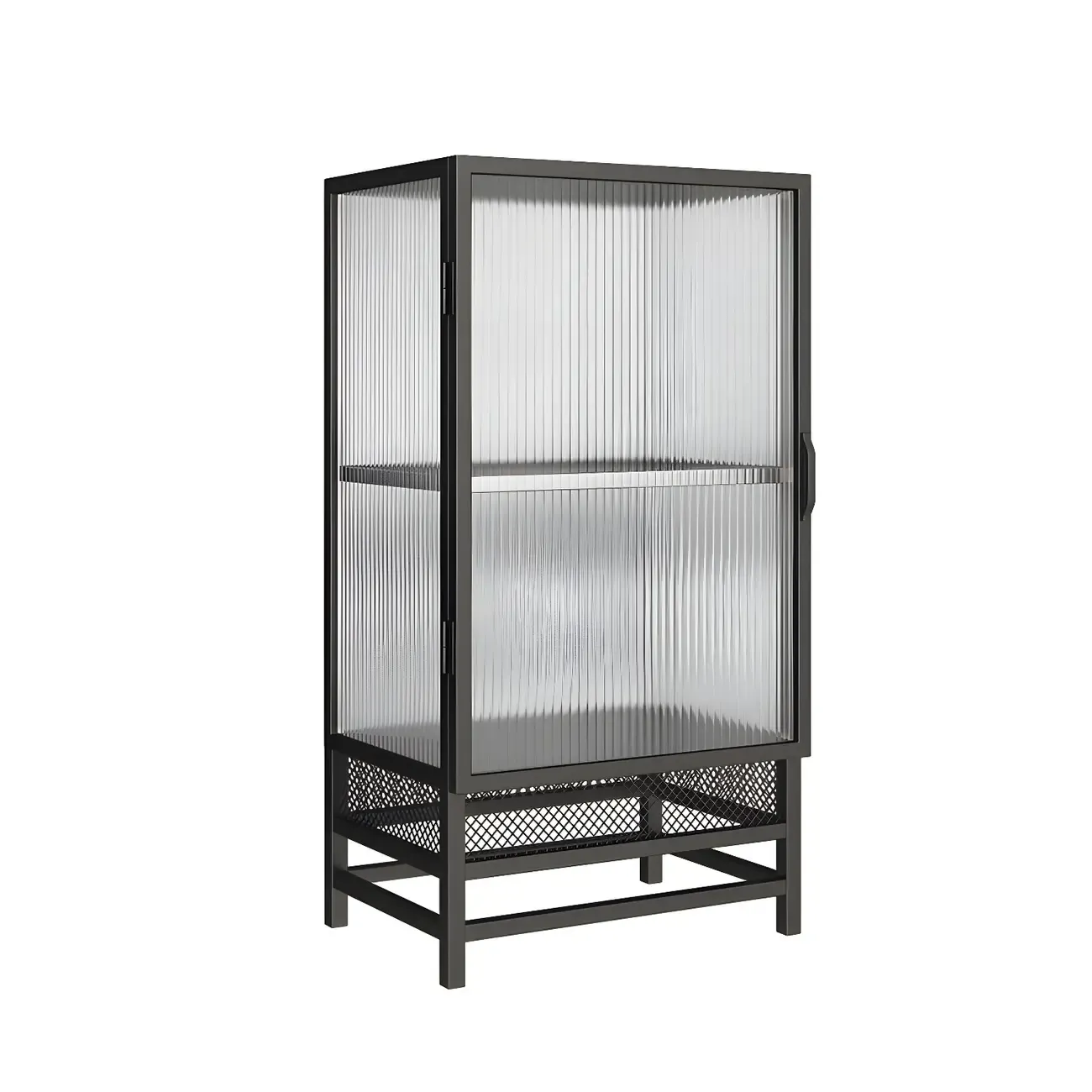 Modern Metal Display Cabinet with Glass Doors for Living Room Image - 8