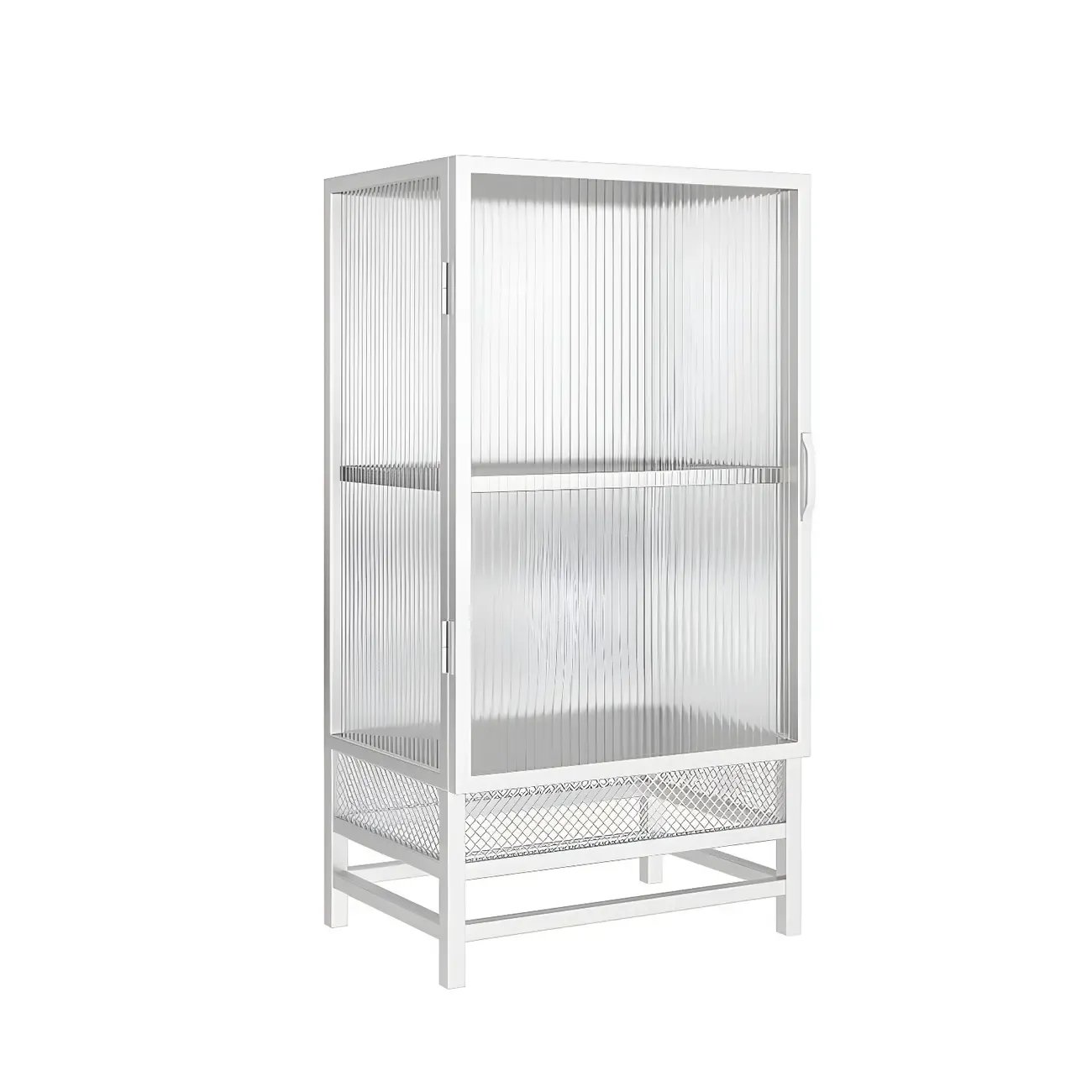 Modern Metal Display Cabinet with Glass Doors for Living Room Image - 9