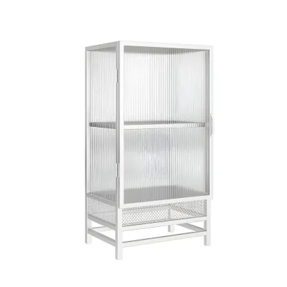 Modern Metal Display Cabinet with Glass Doors for Living Room Image - 9