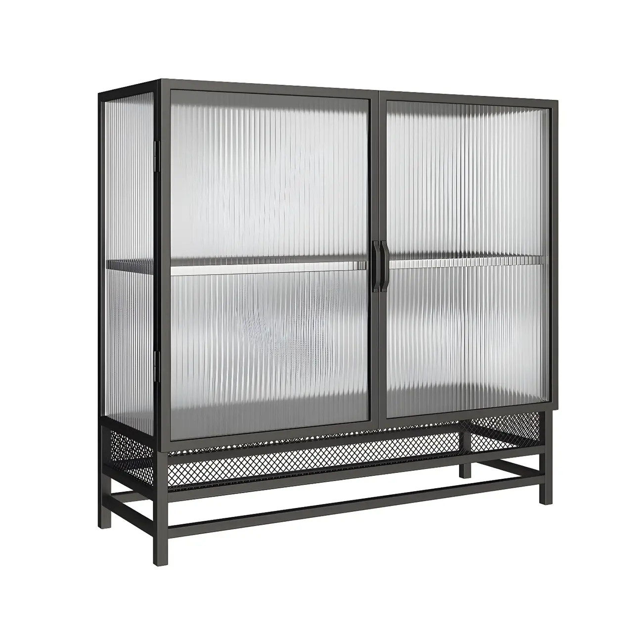 Modern Metal Display Cabinet with Glass Doors for Living Room Image - 10 | homeyfad