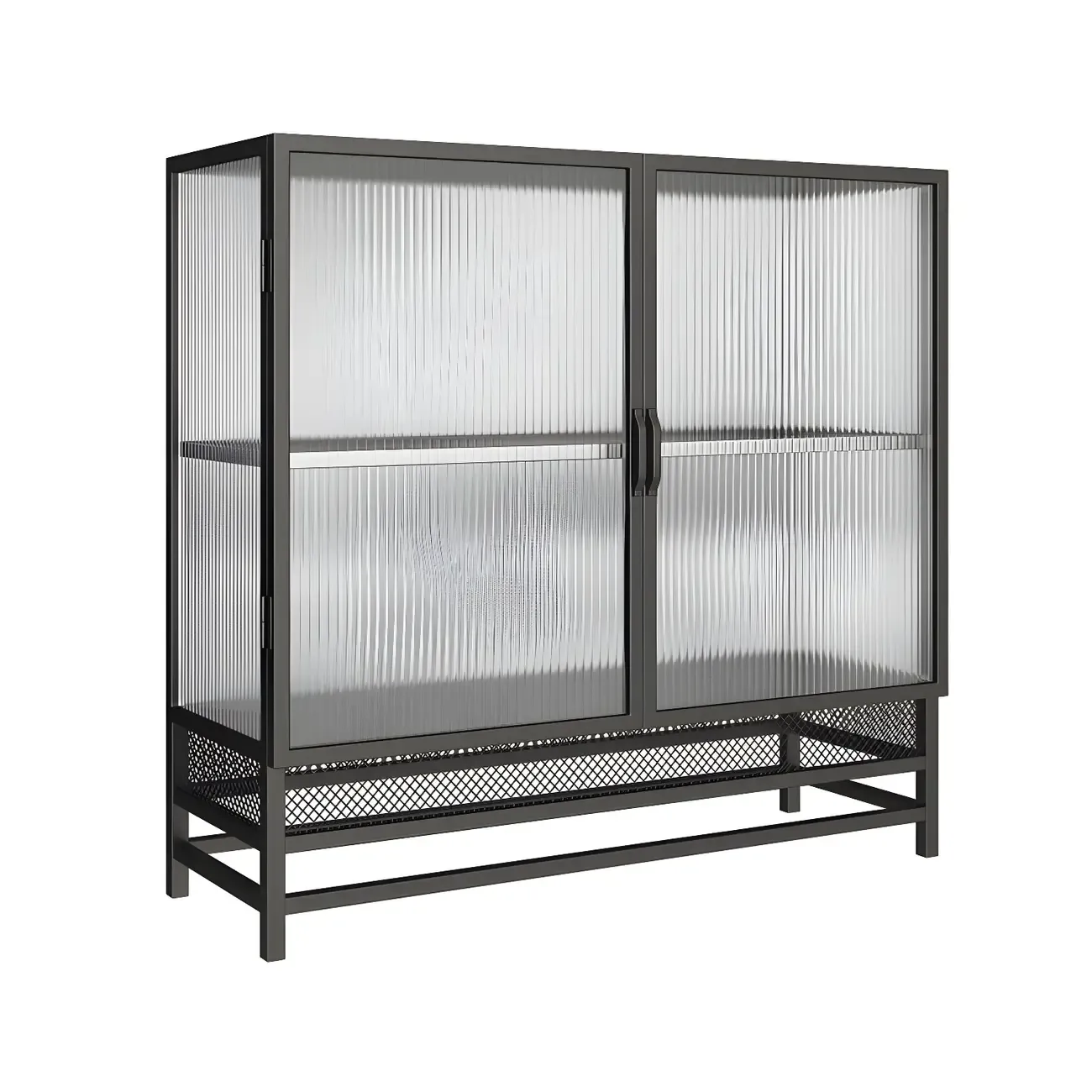 Modern Metal Display Cabinet with Glass Doors for Living Room Image - 10