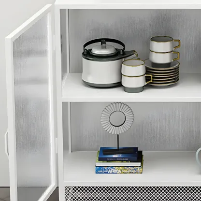 Modern Metal Display Cabinet with Glass Doors for Living Room Image - 11