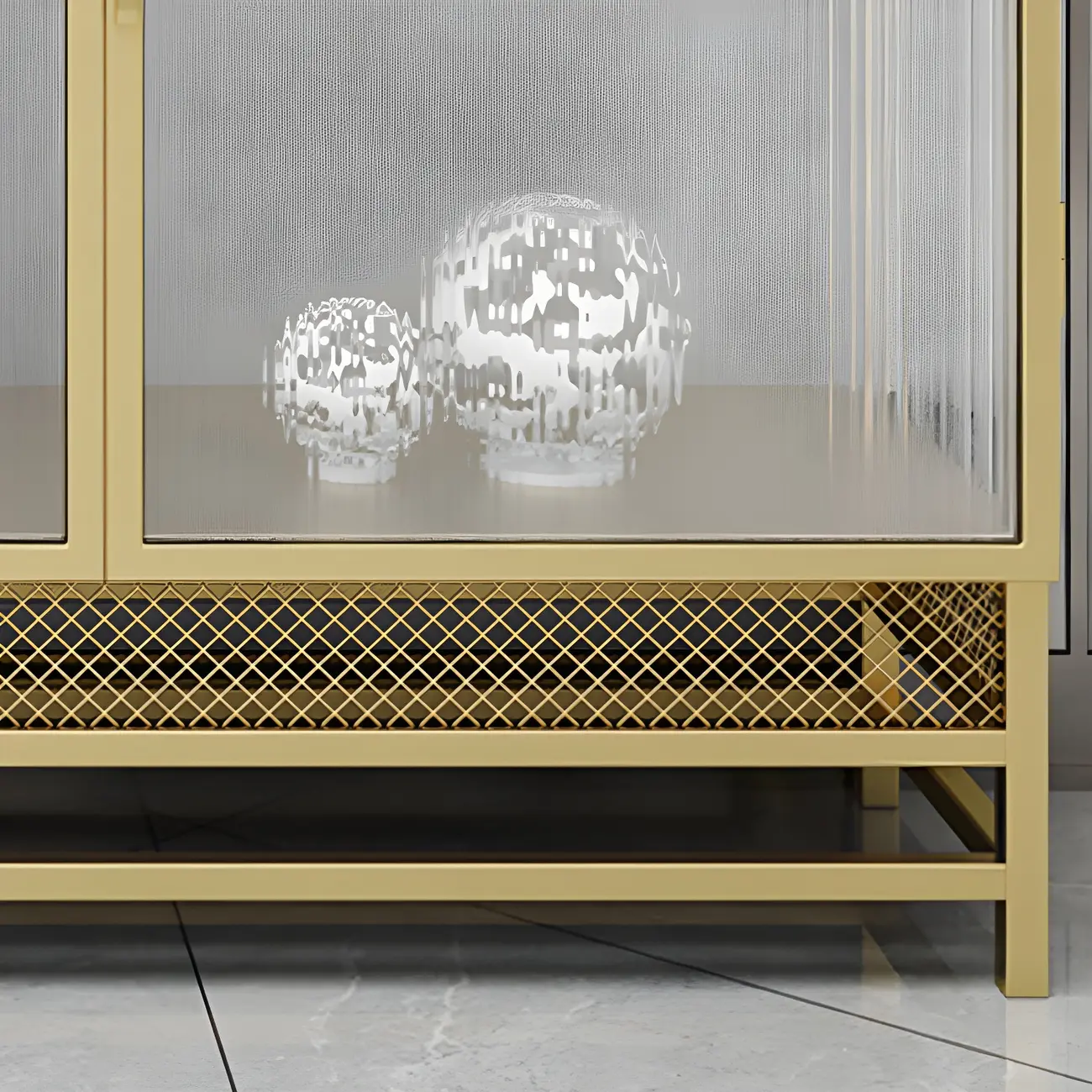 Modern Metal Display Cabinet with Glass Doors for Living Room Image - 12 | homeyfad