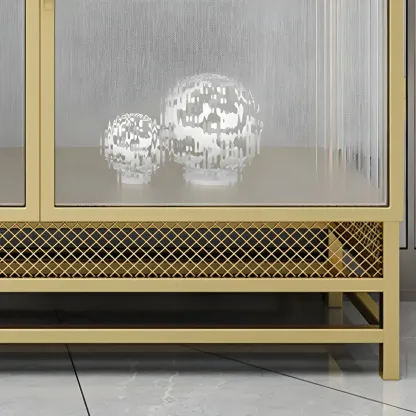 Modern Metal Display Cabinet with Glass Doors for Living Room Image - 12