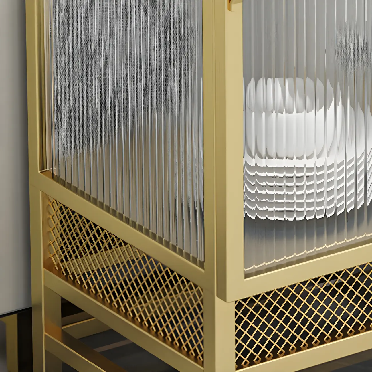 Modern Metal Display Cabinet with Glass Doors for Living Room Image - 13 | homeyfad