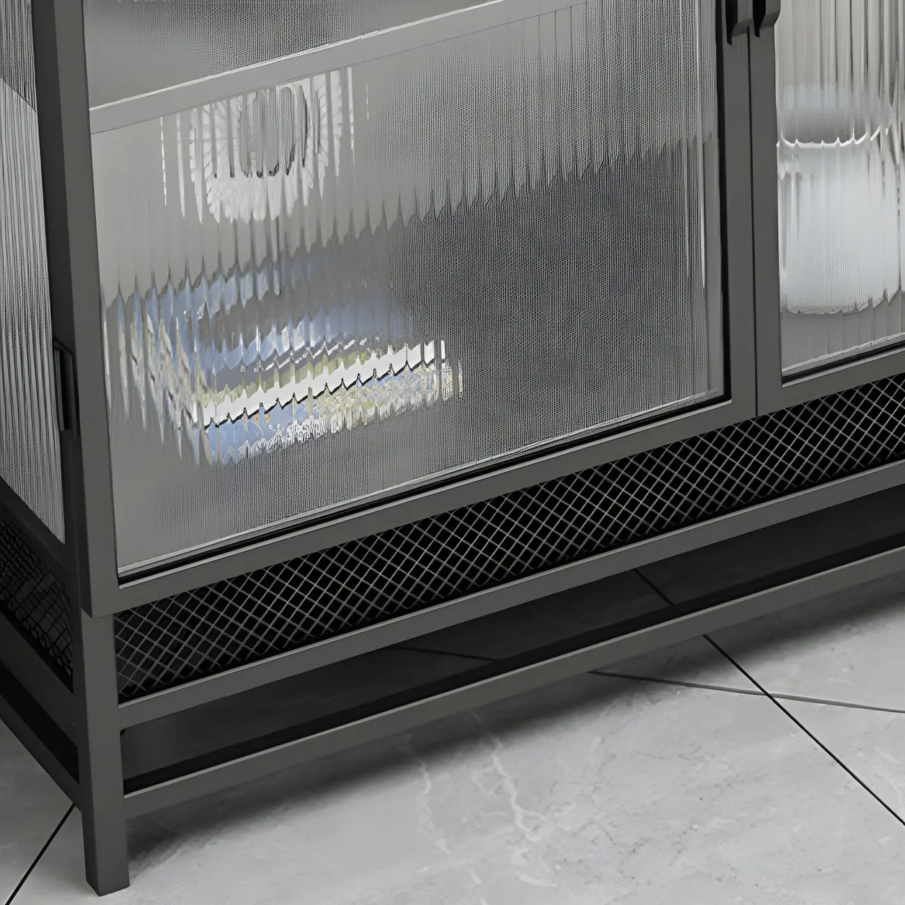 Modern Metal Display Cabinet with Glass Doors for Living Room Image - 14 | homeyfad