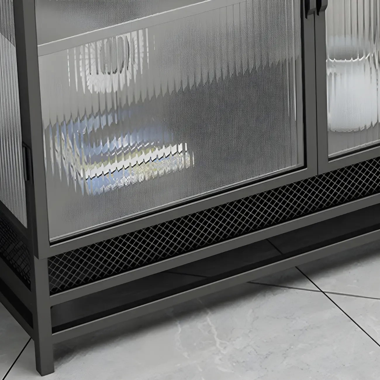 Modern Metal Display Cabinet with Glass Doors for Living Room Image - 14