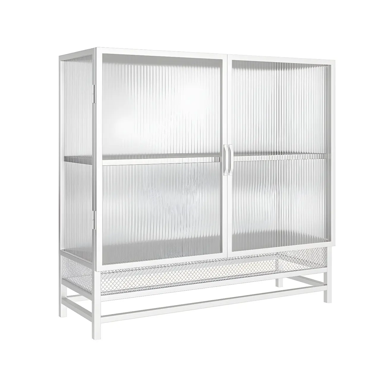 Modern Metal Display Cabinet with Glass Doors for Living Room Image - 15 | homeyfad