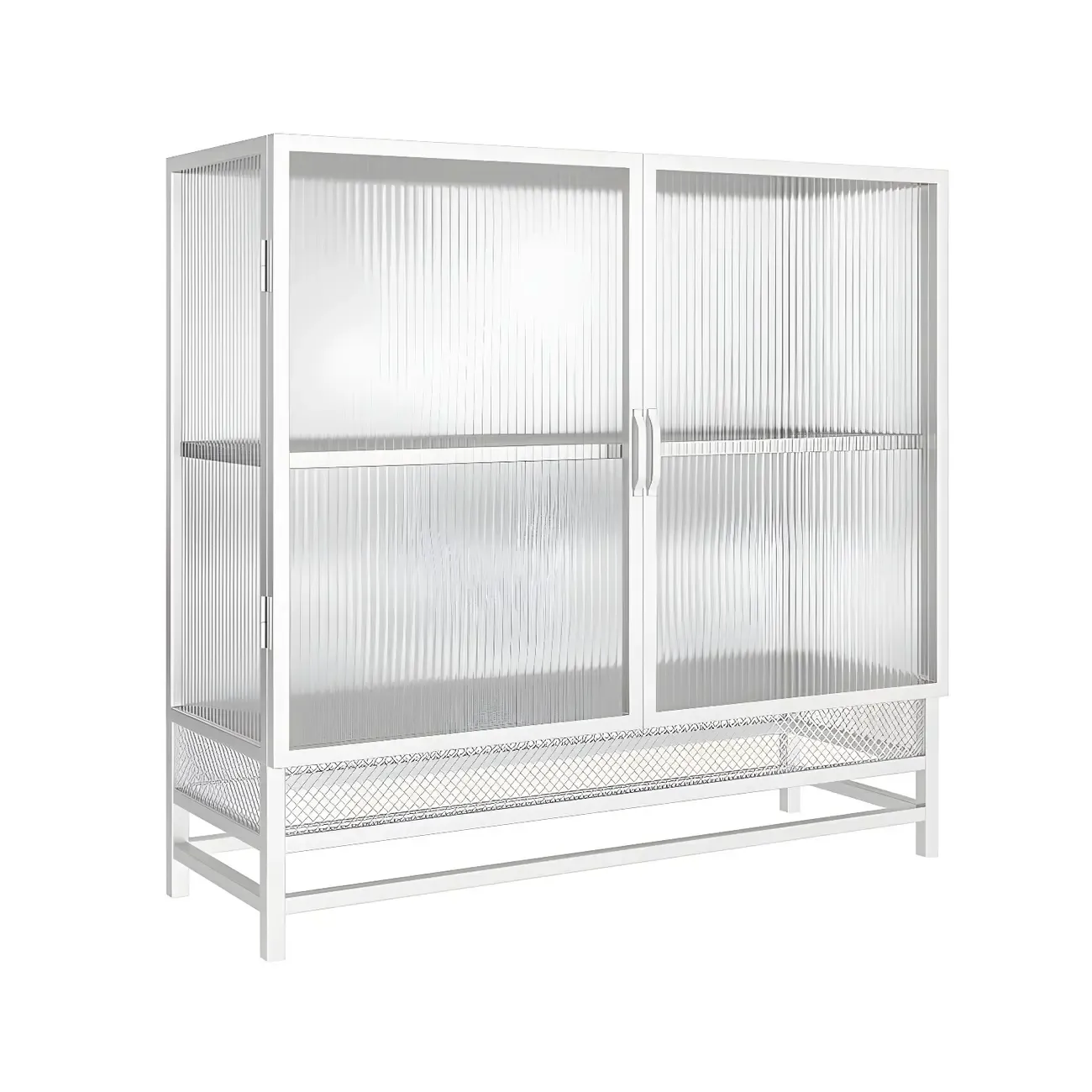 Modern Metal Display Cabinet with Glass Doors for Living Room Image - 15
