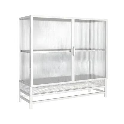 Modern Metal Display Cabinet with Glass Doors for Living Room Image - 15