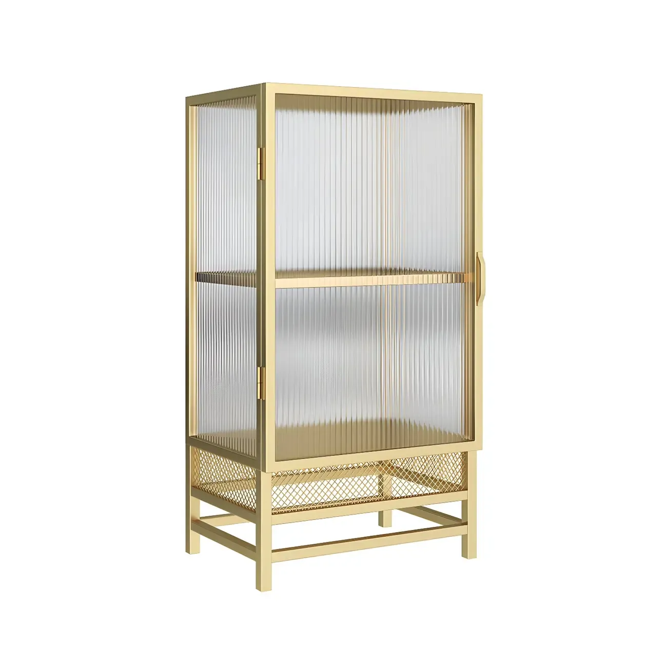 Modern Metal Display Cabinet with Glass Doors for Living Room Image - 16