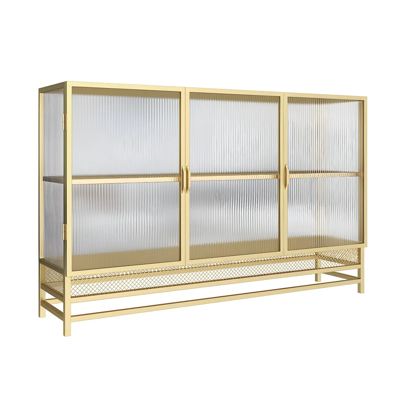 Modern Metal Display Cabinet with Glass Doors for Living Room Image - 17 | homeyfad