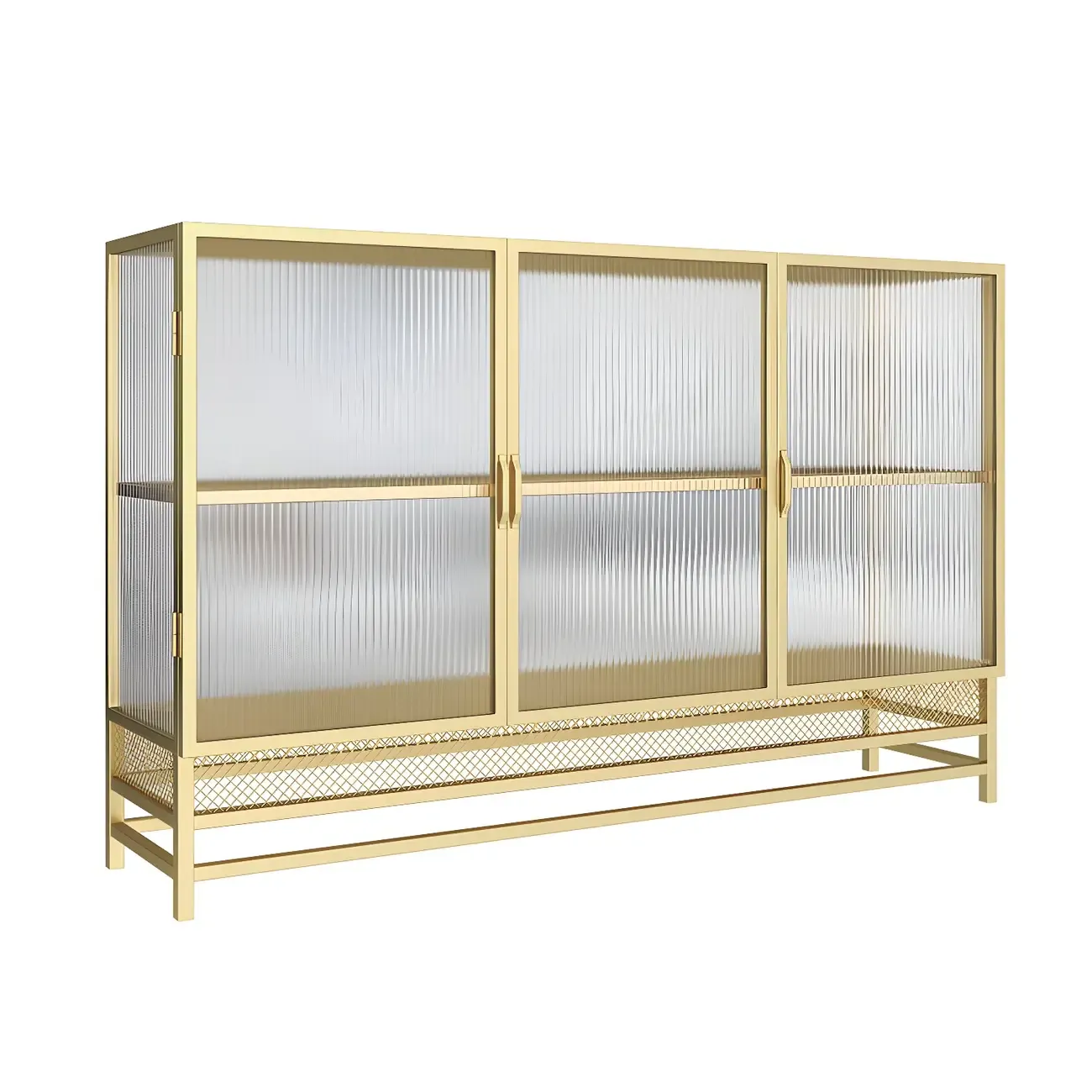 Modern Metal Display Cabinet with Glass Doors for Living Room Image - 17