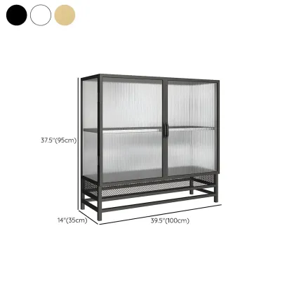 Modern Metal Display Cabinet with Glass Doors for Living Room Image - 21