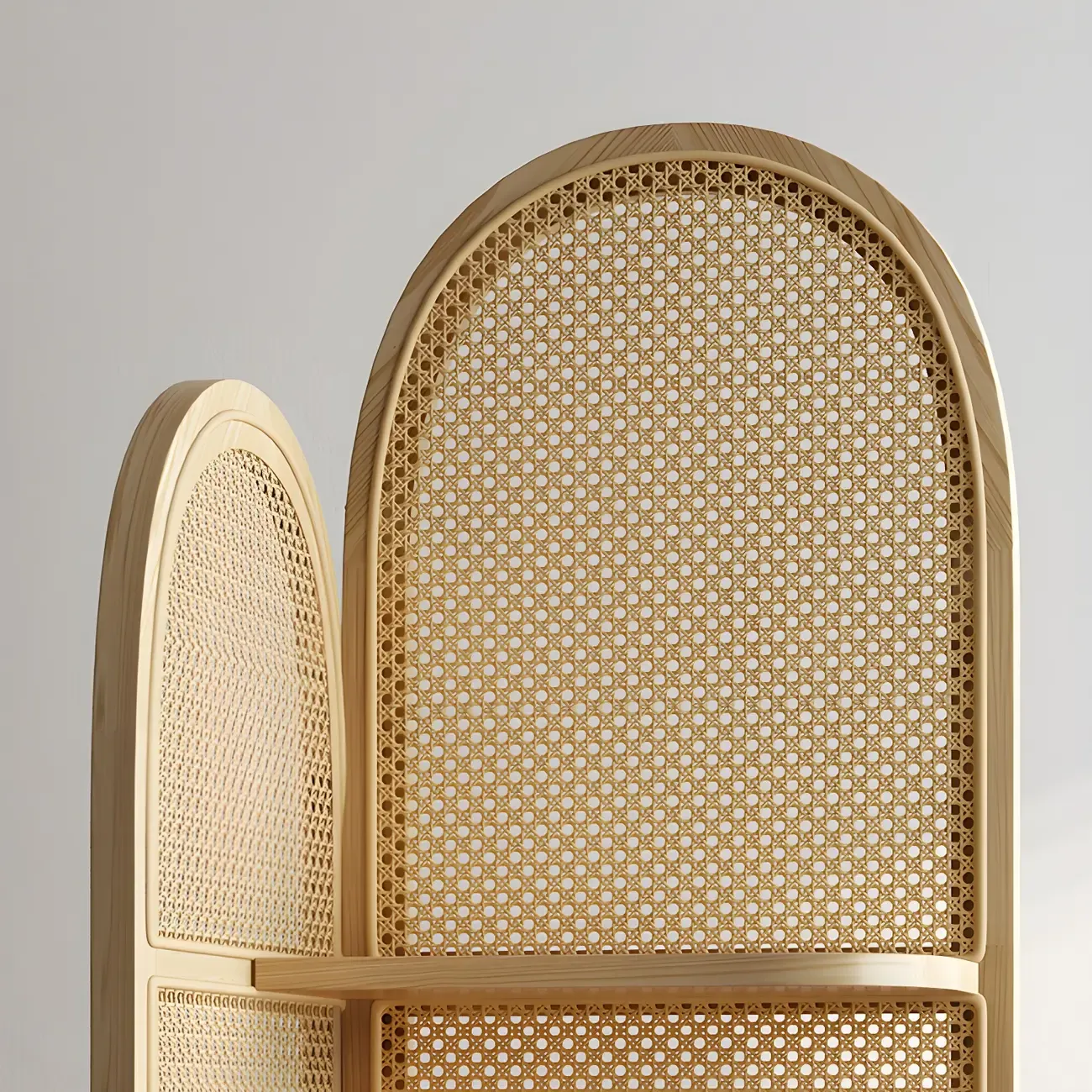 Rattan Wooden 4-tier Corner Bookcase with Closed Back Image - 9