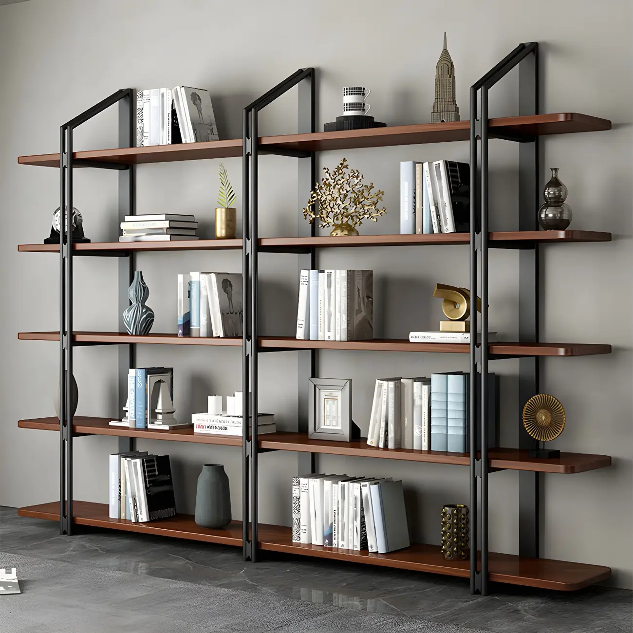 Etagere 5-Tier Pine Wood Open Display Bookcase Image - 1 | homeyfad