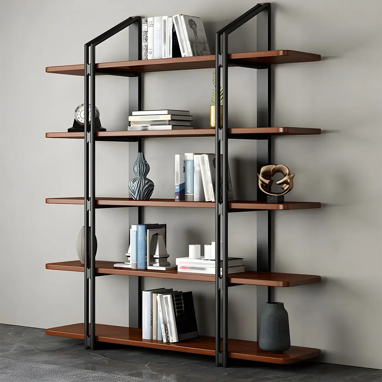 Etagere 5-Tier Pine Wood Open Display Bookcase Image - 3