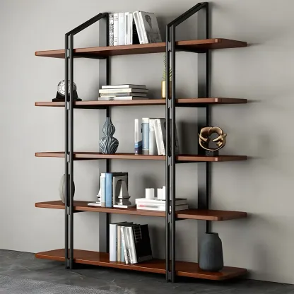 Etagere 5-Tier Pine Wood Open Display Bookcase Image - 3